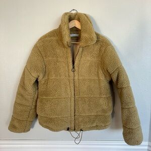 Paper Crane Cozy Tan Puffer Sherpa Jacket
